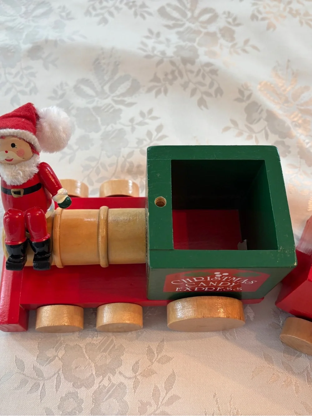 Vtg Kurt S Adler Wooden Candy Train Santa Three Cars 26”